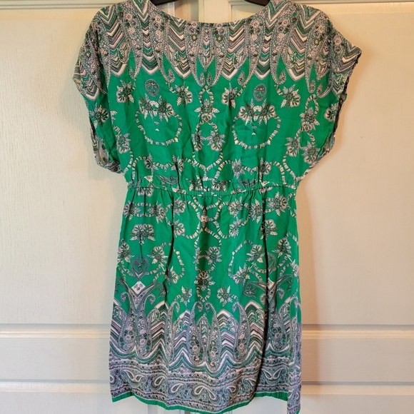 Angie Paisley Green White Mini Dress - Picture 2 of 5